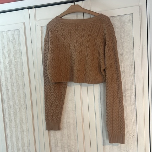 LoveShackFancy Calloway Cropped Sweater in Beige M NWT - Picture 7 of 7
